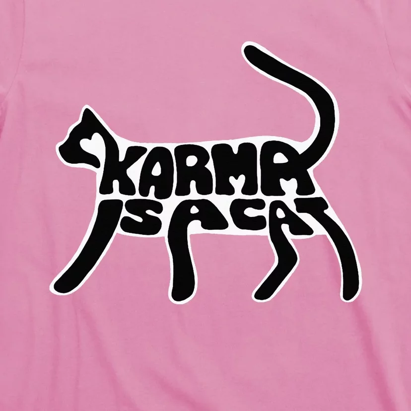 Karma Typogram Is Cat Silhouette Tail Paw Cute Pet Lover Fun T-Shirt