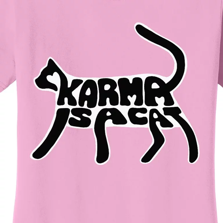 Karma Typogram Is Cat Silhouette Tail Paw Cute Pet Lover Fun Women's T-Shirt