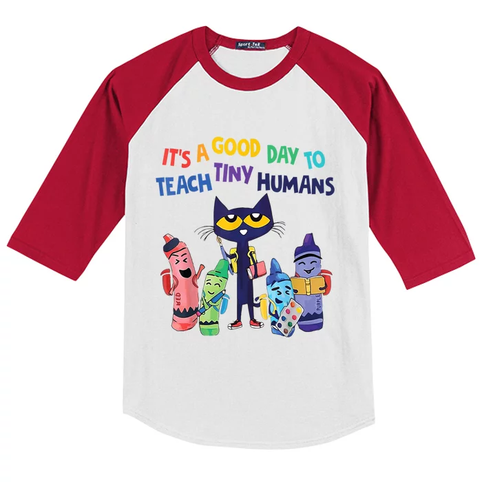 Kindergarten Teacher It's A Good Day To Teach Tiny Humans Funny Gift Kids Colorblock Raglan Jersey