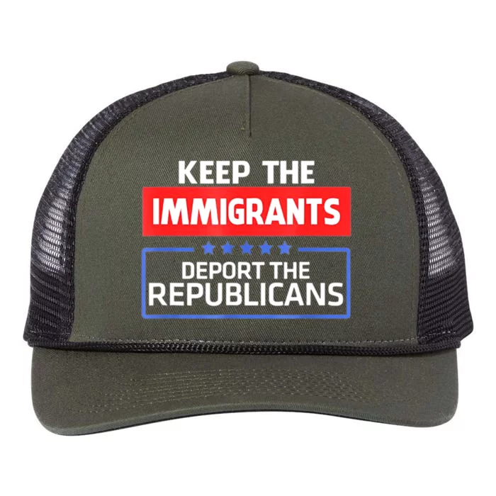 KEEP THE IMMIGRANTS DEPORT THE REPUBLICANS Retro Rope Trucker Hat Cap