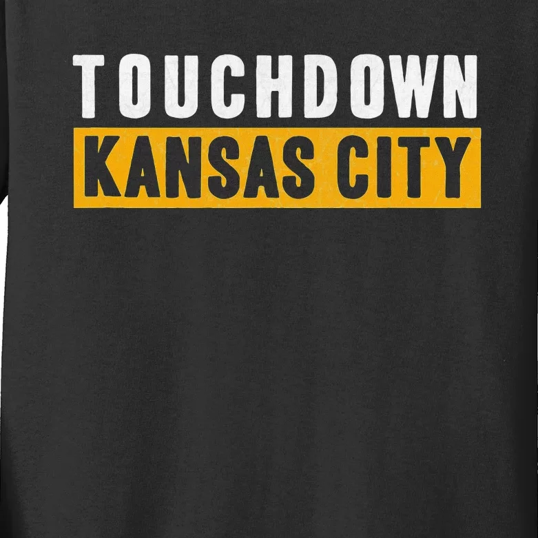 Kc Touchdown Kansas City Cool Traditional Style Kc Fan Pro Kids Long Sleeve Shirt