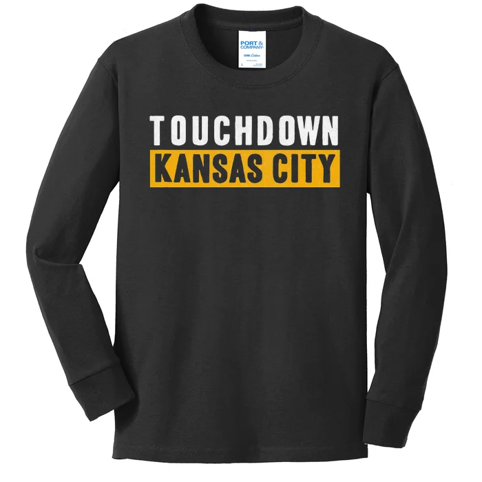 Kc Touchdown Kansas City Cool Traditional Style Kc Fan Pro Kids Long Sleeve Shirt