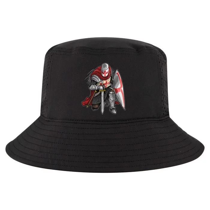 Kneeling Templar Knight Temple Cross Medieval Crusador Cool Comfort Performance Bucket Hat