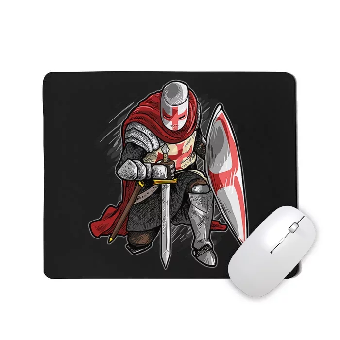 Kneeling Templar Knight Temple Cross Medieval Crusador Mousepad