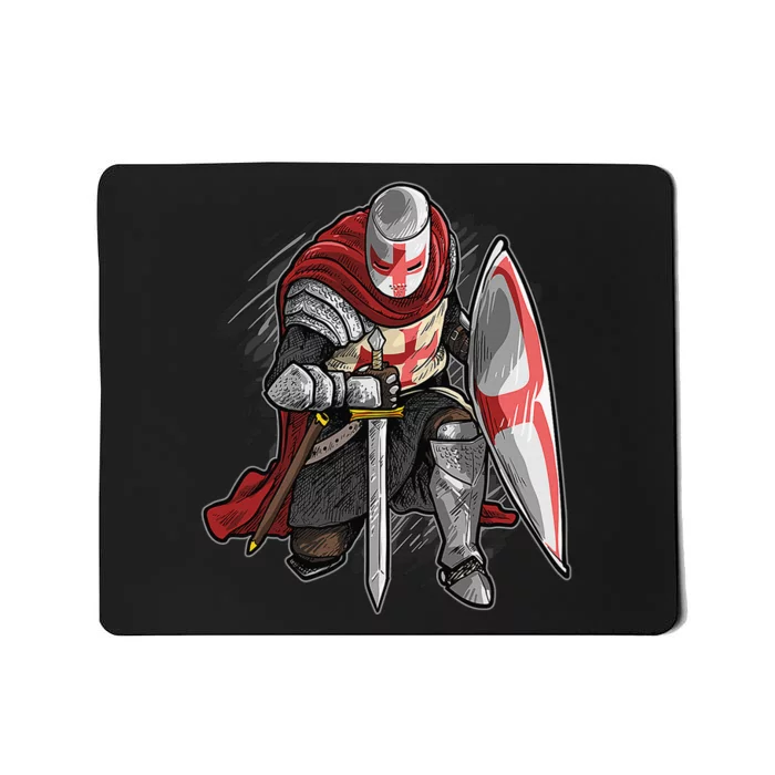 Kneeling Templar Knight Temple Cross Medieval Crusador Mousepad