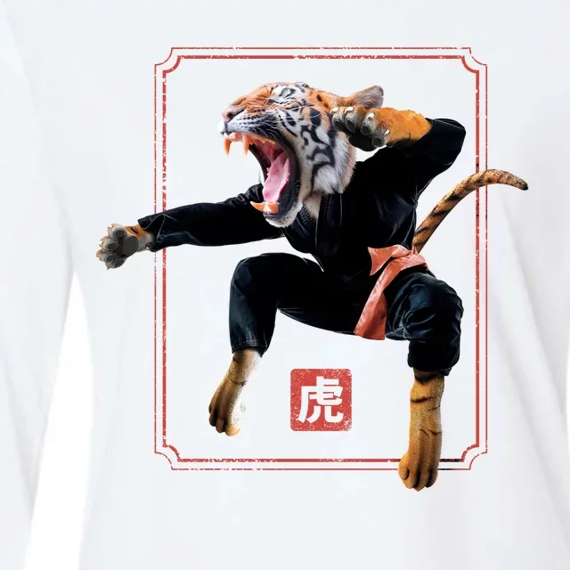 Kungfu Tiger Womens Cotton Relaxed Long Sleeve T-Shirt