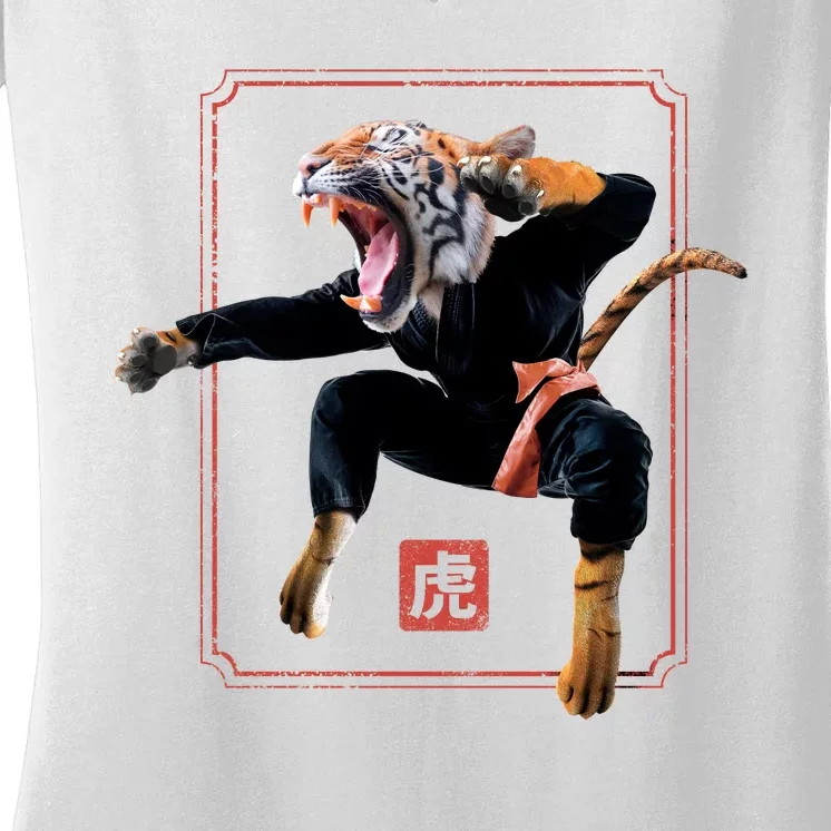 Kungfu Tiger Women's V-Neck T-Shirt