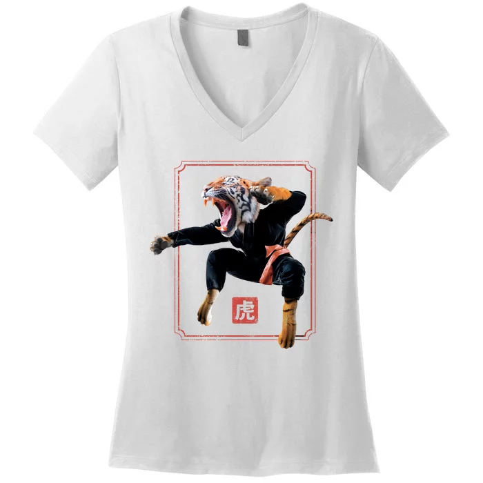 Kungfu Tiger Women's V-Neck T-Shirt