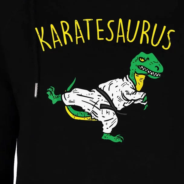 Karatesaurus Trex Karate Funny Dinosaur Martial Arts Womens Funnel Neck Pullover Hood