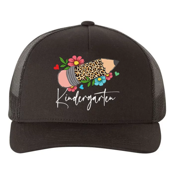 Kindergarten Teacher Leopard Pencil Last day school Teacher Yupoong Adult 5-Panel Trucker Hat