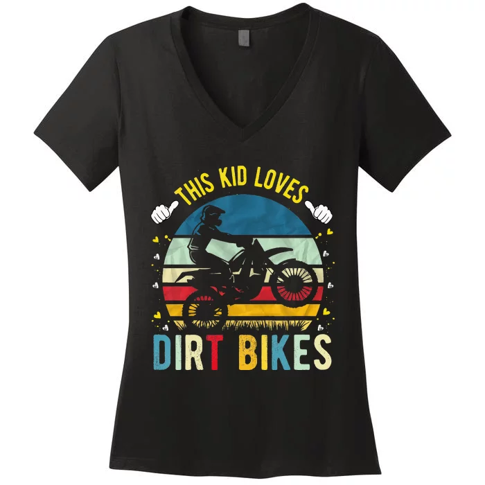 Kids This Loves Dirt Bikes Motocross Dirt Bike Women's V-Neck T-Shirt