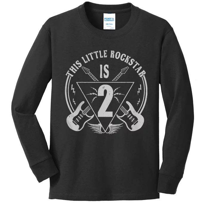 Kids This Littel Rockstar Is 2 Birthday Kids Long Sleeve Shirt