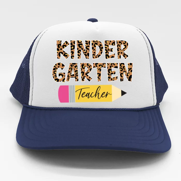 Kindergarten Teacher Leopard Print Gift Trucker Hat