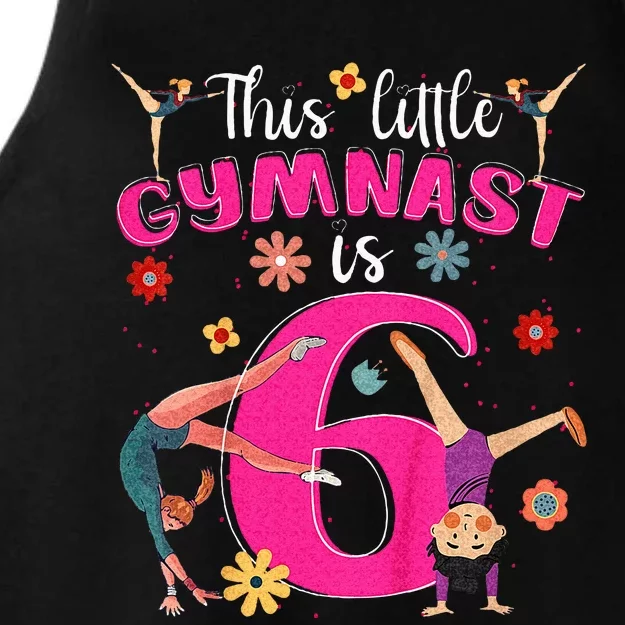 Kids This Little Gymnast Is 6 Birthday Kids Gymnastics Ladies Tri-Blend Wicking Tank