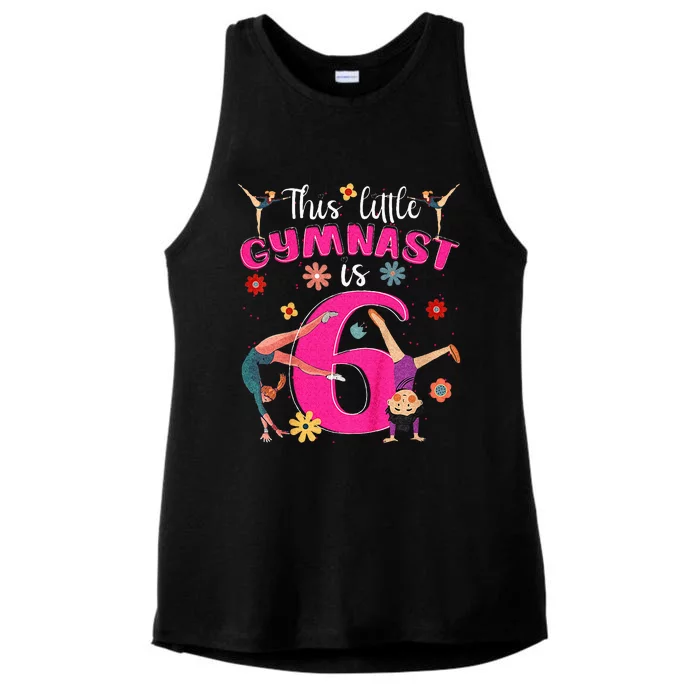 Kids This Little Gymnast Is 6 Birthday Kids Gymnastics Ladies Tri-Blend Wicking Tank