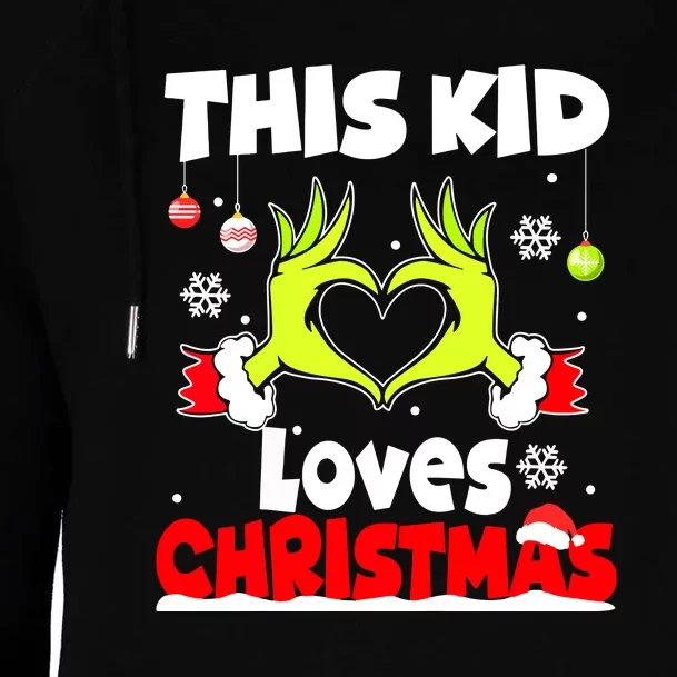 Kids This Loves Christmas Xmas Pajama Gift Womens Funnel Neck Pullover Hood