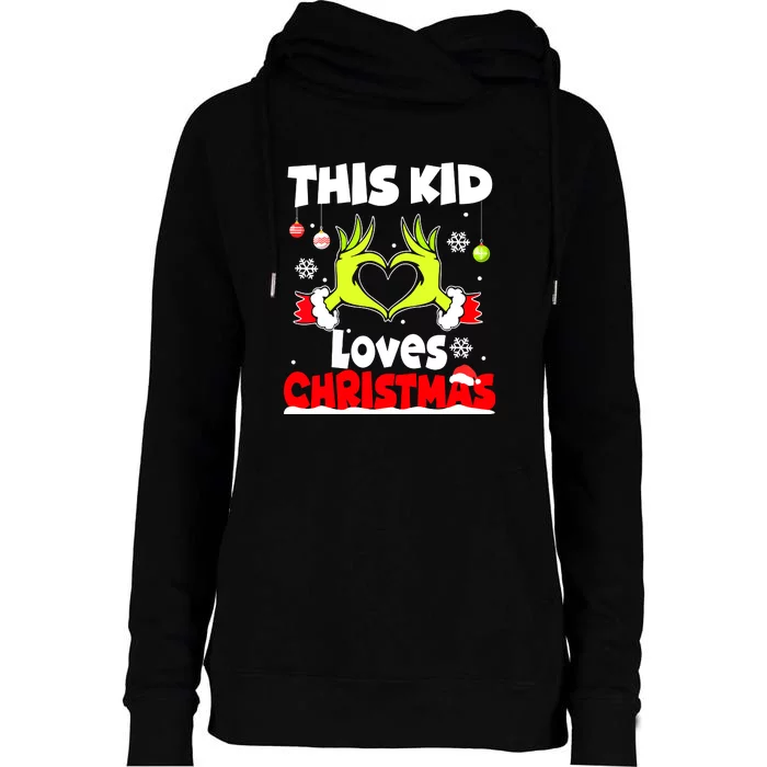 Kids This Loves Christmas Xmas Pajama Gift Womens Funnel Neck Pullover Hood