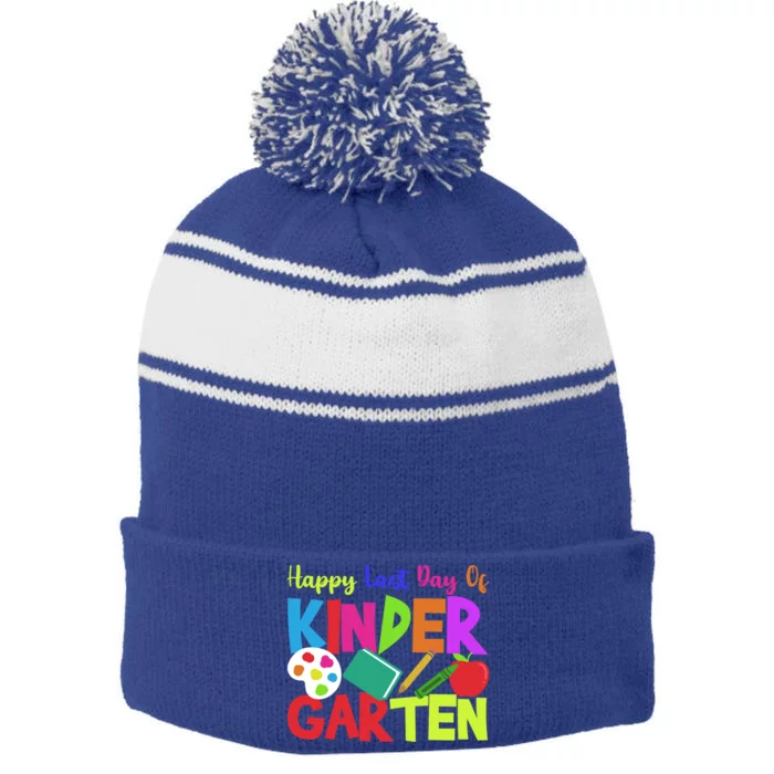 Kindergarten Teacher Last Day Of Kindergarten Meaningful Gift Stripe Pom Pom Beanie