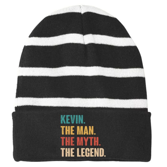 Kevin The Man The Myth The Legend Striped Beanie with Solid Band