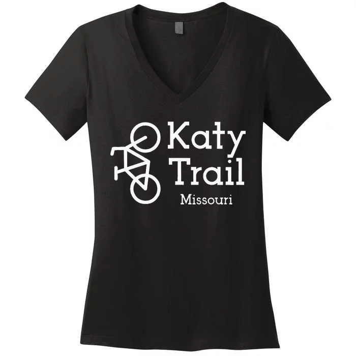 Katy Trail Missouri Biker Cyclist Wo Women's V-Neck T-Shirt