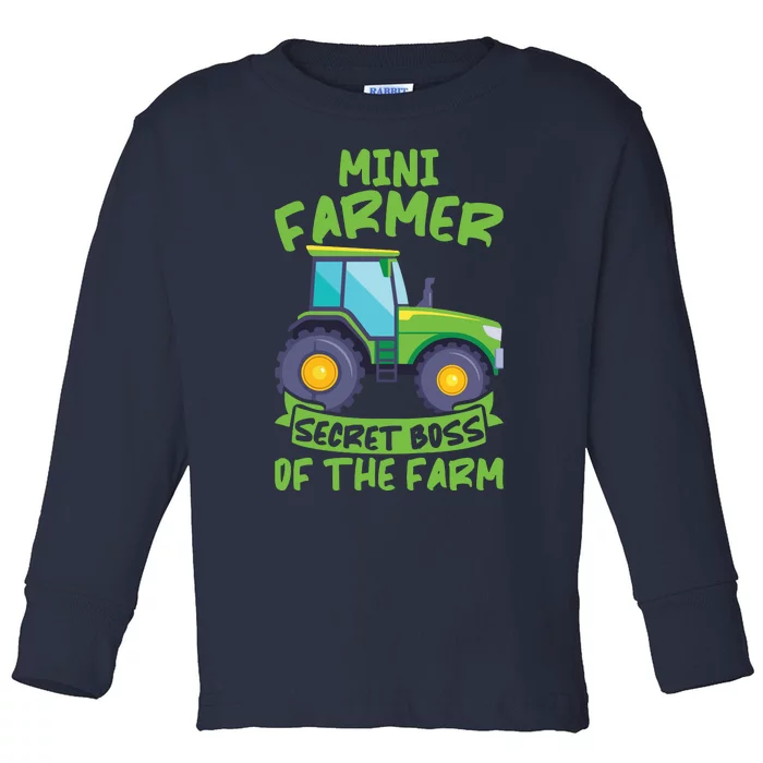 Kids Tractor Mini Farmer Secret Boss Of The Farm Toddler Long Sleeve Shirt