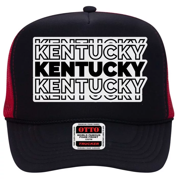 Kentucky Typography Mashup High Crown Mesh Trucker Hat