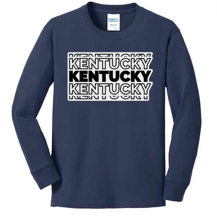 Kentucky Typography Mashup Kids Long Sleeve Shirt