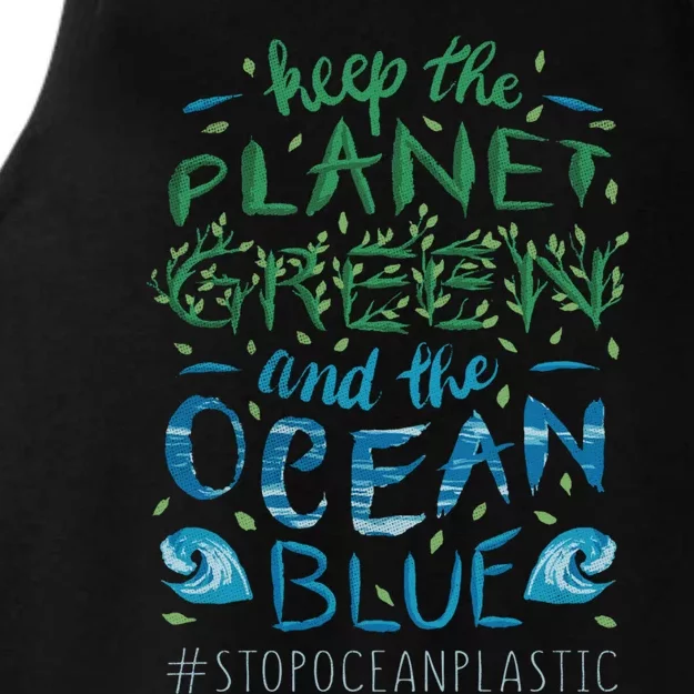 Keep The Planet Water Save Stop Plastic Oceans Day Gift Ladies Tri-Blend Wicking Tank