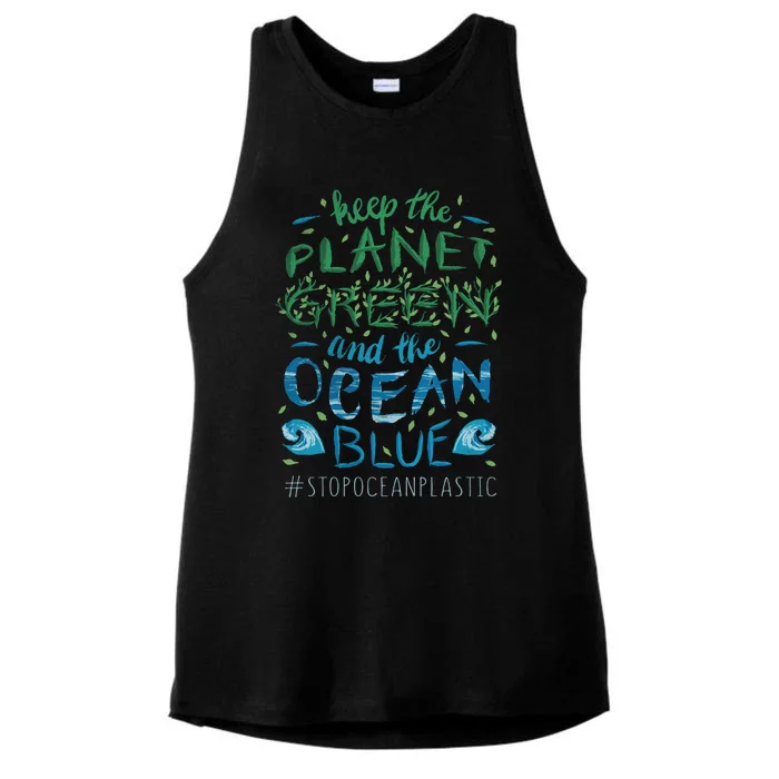 Keep The Planet Water Save Stop Plastic Oceans Day Gift Ladies Tri-Blend Wicking Tank