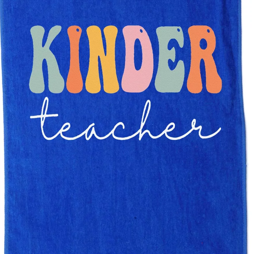 Kinder Teacher Retro Groovy Women Happy First Day Of School Platinum Collection Golf Towel