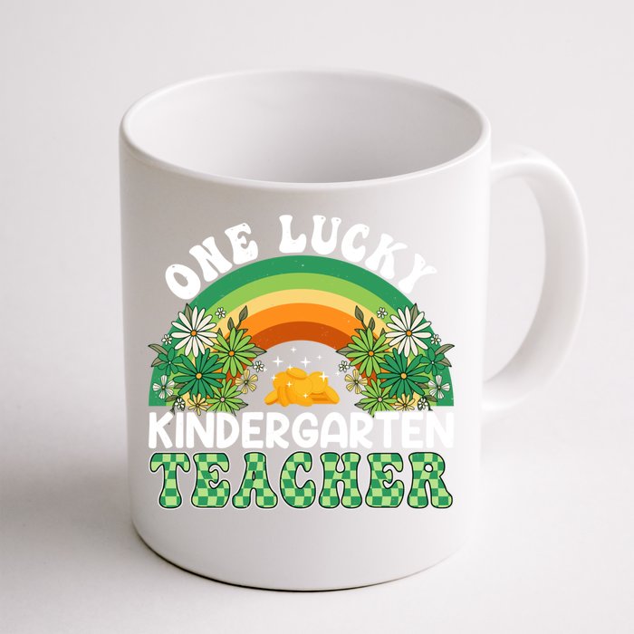 Kindergarten Teacher Rainbow Patricks Day One Lucky Teacher Funny Gift Front & Back Coffee Mug