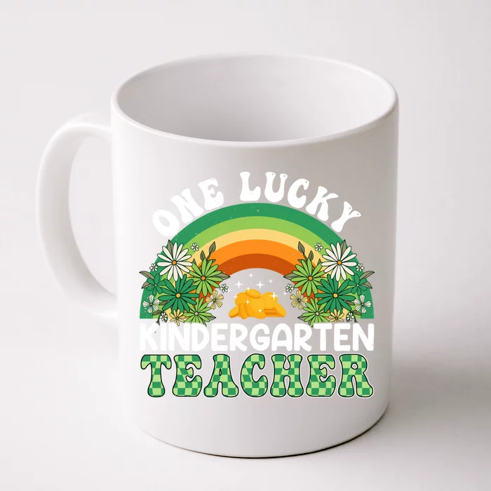 Kindergarten Teacher Rainbow Patricks Day One Lucky Teacher Funny Gift Front & Back Coffee Mug