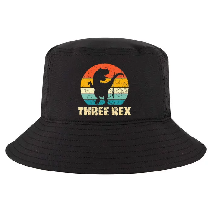 Kids Three Rex 3rd Birthday Third Dinosaur 3 Year Old Cool Comfort Performance Bucket Hat