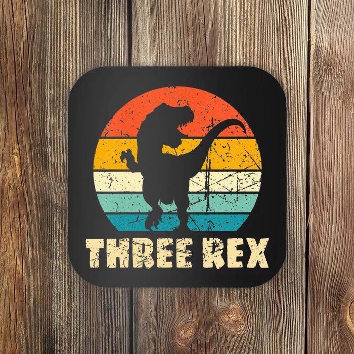 Kids Three Rex 3rd Birthday Third Dinosaur 3 Year Old Coaster