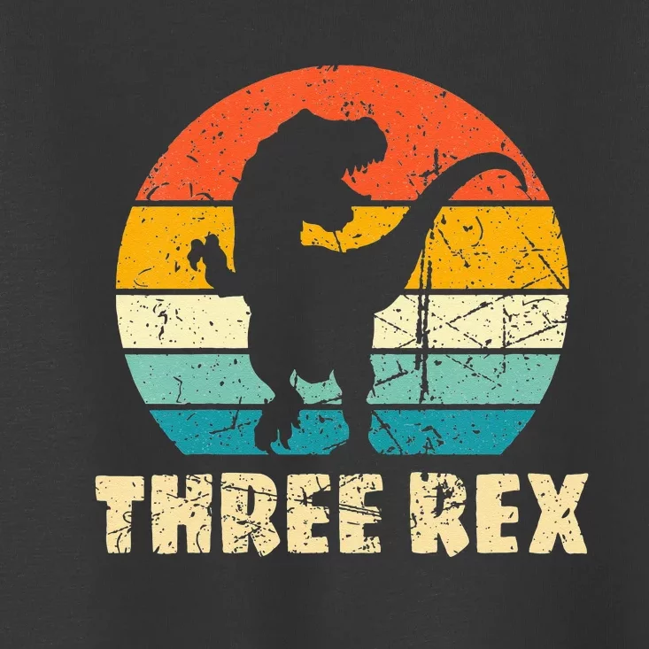 Kids Three Rex 3rd Birthday Third Dinosaur 3 Year Old Toddler T-Shirt