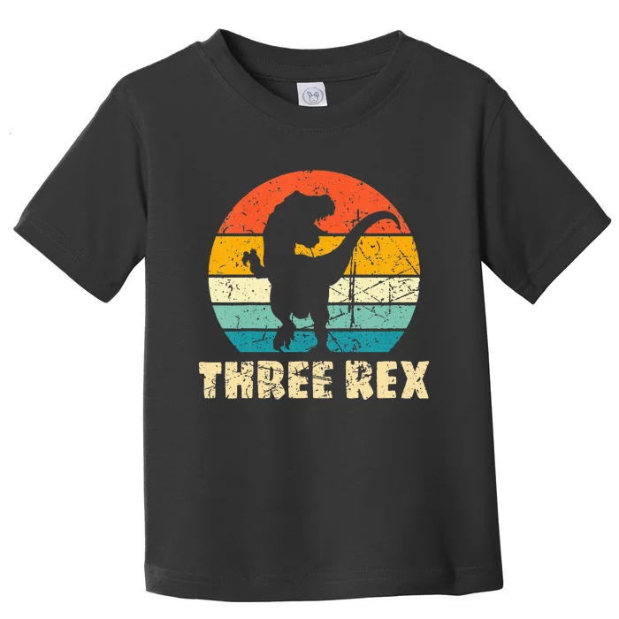 Kids Three Rex 3rd Birthday Third Dinosaur 3 Year Old Toddler T-Shirt