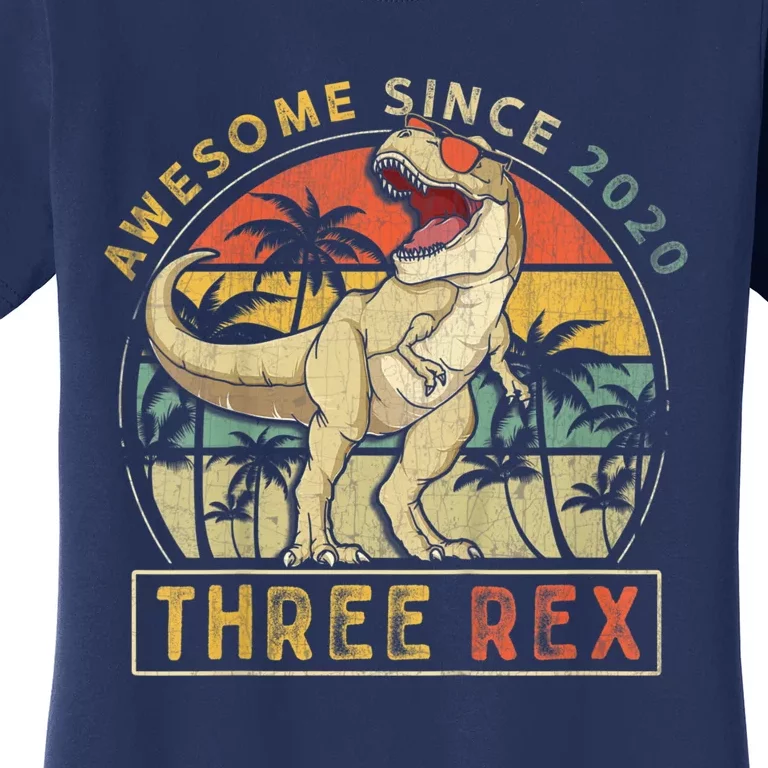 K.ids Three Rex 3rd Birthday S.hirt Third Dinosaur 3 Year Old Women's T-Shirt