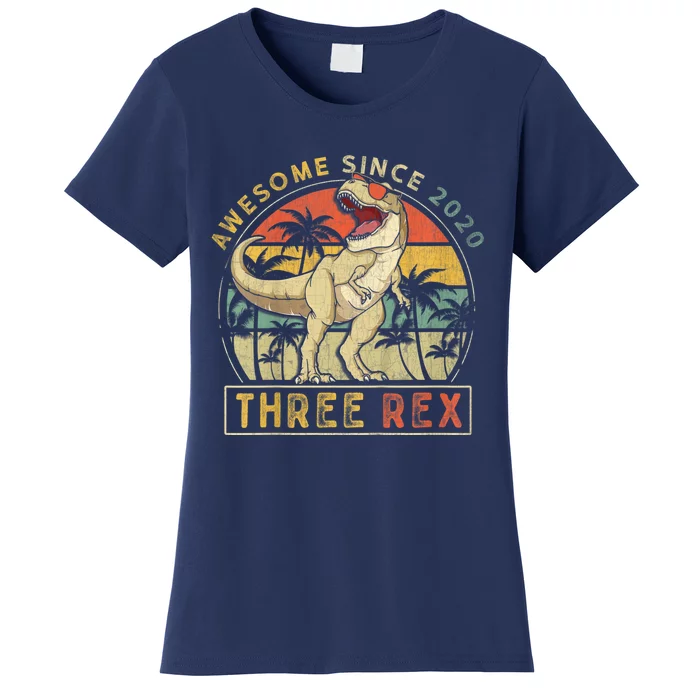 K.ids Three Rex 3rd Birthday S.hirt Third Dinosaur 3 Year Old Women's T-Shirt