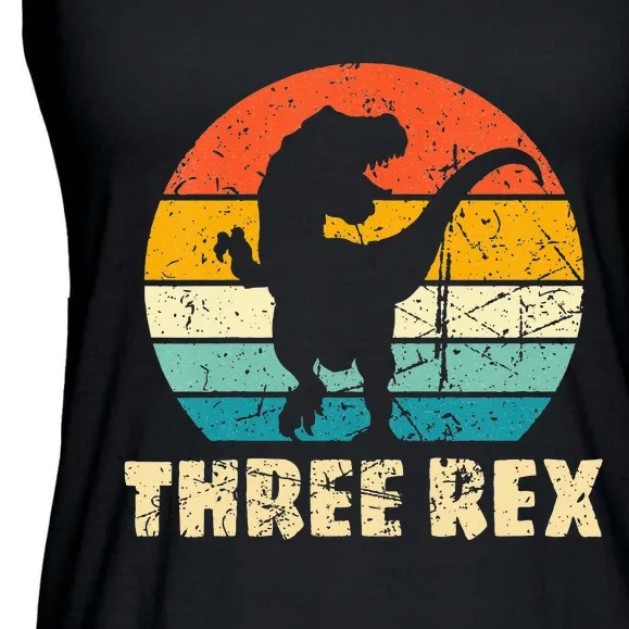 Kids Three Rex 3rd Birthday Third Dinosaur 3 Year Old Ladies Essential Flowy Tank