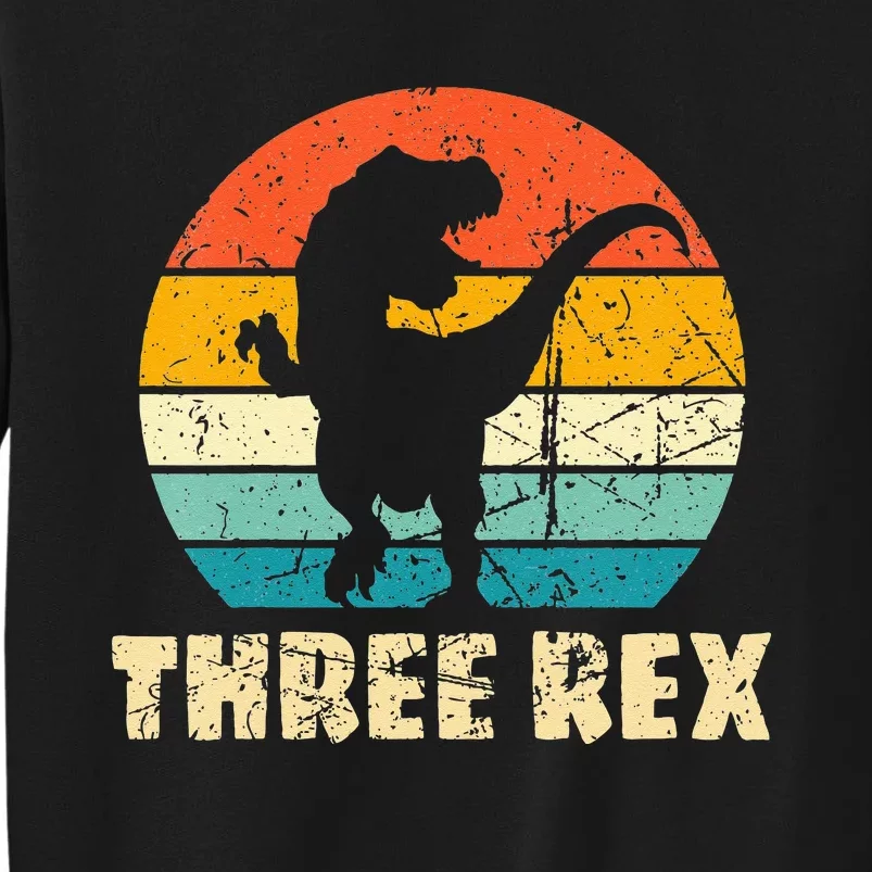 Kids Three Rex 3rd Birthday Third Dinosaur 3 Year Old Tall Sweatshirt