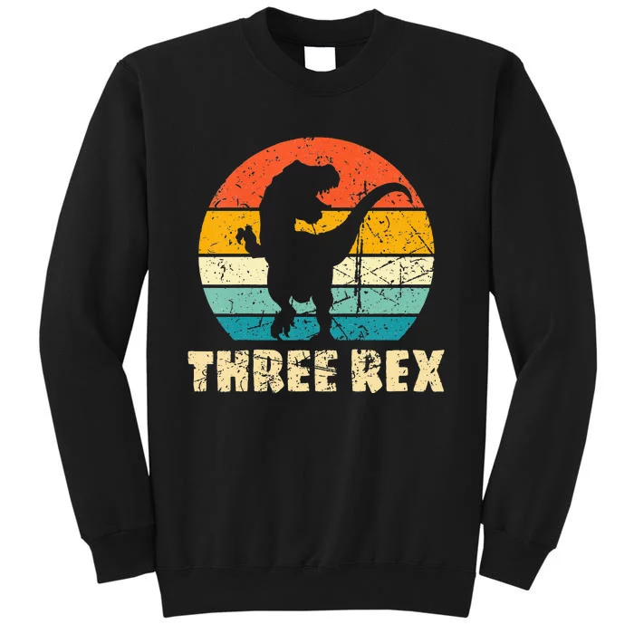 Kids Three Rex 3rd Birthday Third Dinosaur 3 Year Old Tall Sweatshirt