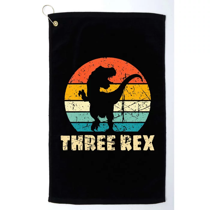 Kids Three Rex 3rd Birthday Third Dinosaur 3 Year Old Platinum Collection Golf Towel