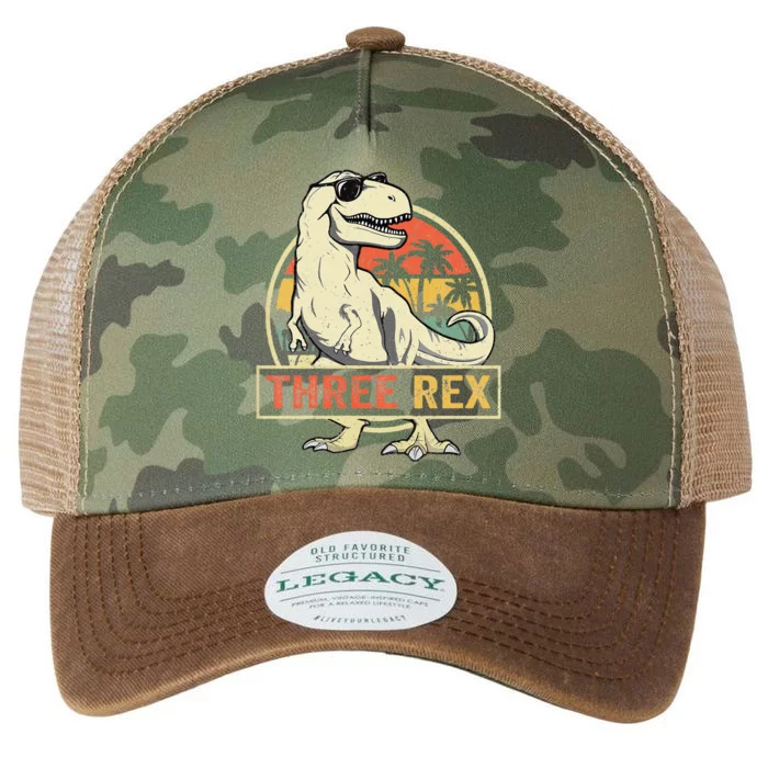 Kids Three Rex 3rd Birthday Third Dinosaur 3 Year Old Legacy Tie Dye Trucker Hat