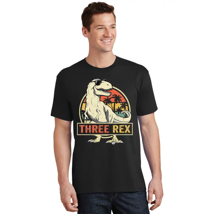 Kids Three Rex 3rd Birthday Third Dinosaur 3 Year Old T-Shirt