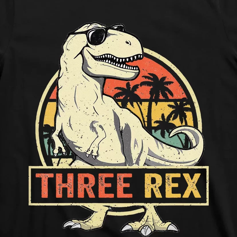 Kids Three Rex 3rd Birthday Third Dinosaur 3 Year Old T-Shirt