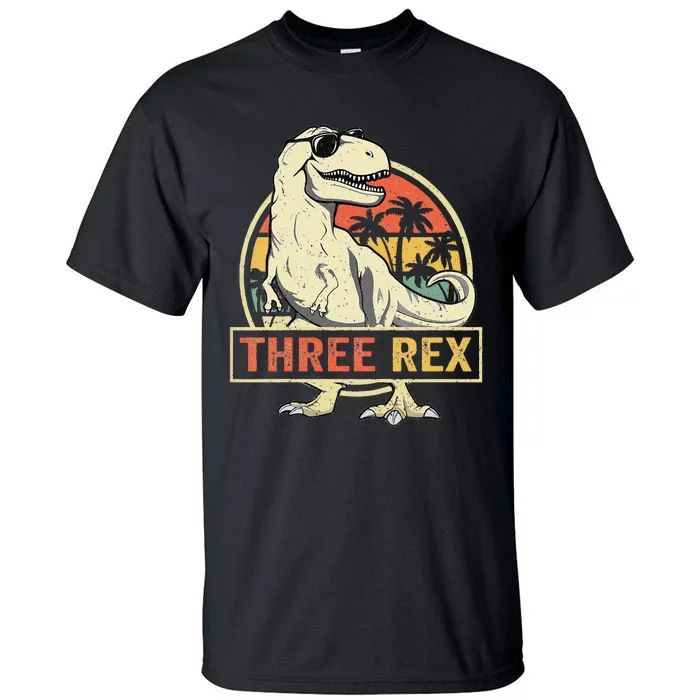 Kids Three Rex 3rd Birthday Third Dinosaur 3 Year Old Tall T-Shirt