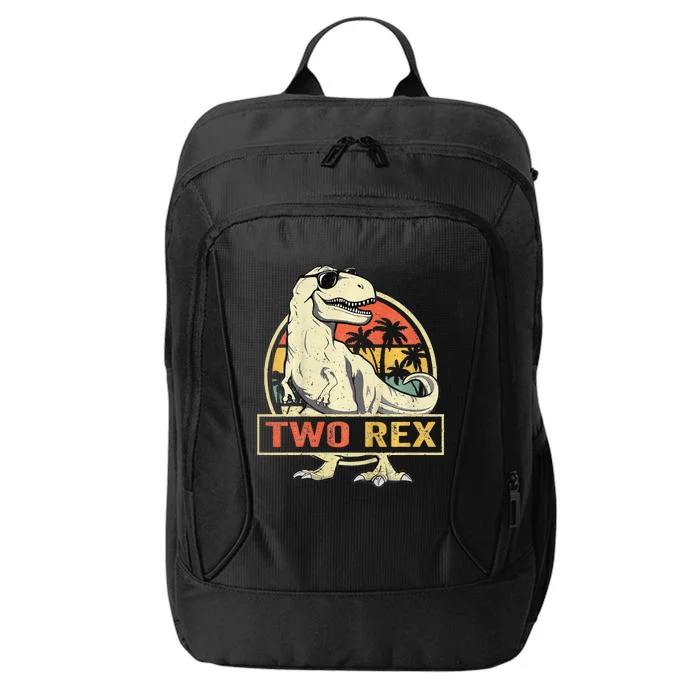 Kids Two Rex 2nd Birthday Gift Second Dinosaur 2 Year Old City Backpack