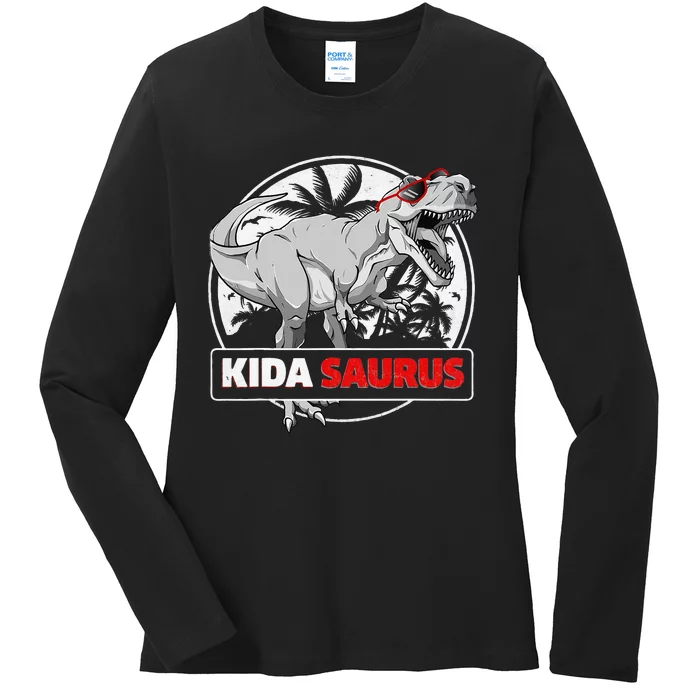 Kidasaurus T Rex Dinosaur Kida Saurus Family Matching Ladies Long Sleeve Shirt