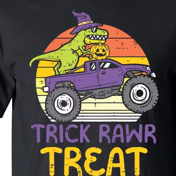 Kids Trick Rawr Treat Dinosaur Monster Truck Halloween Boy Kids Tall T-Shirt