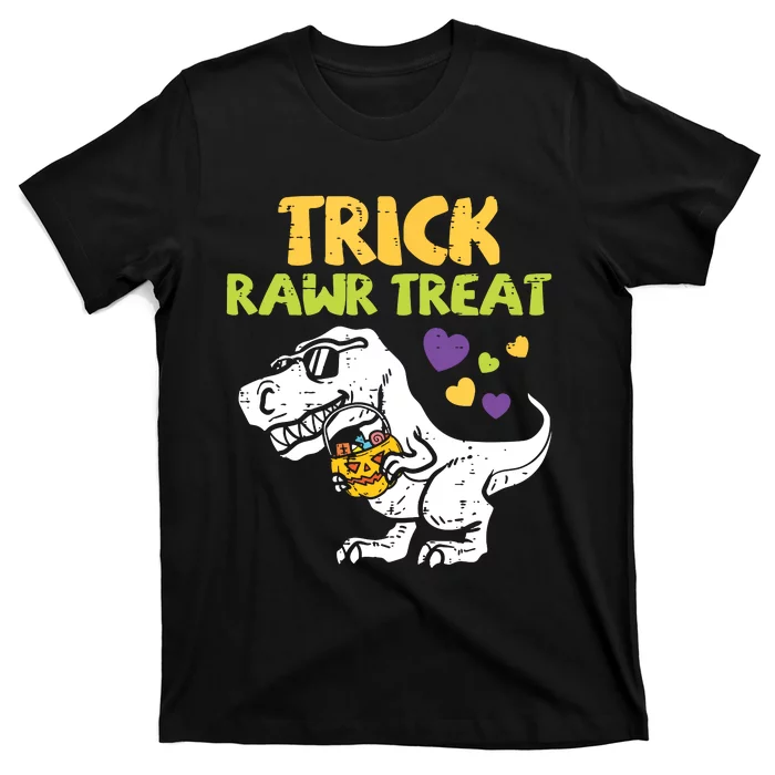 Kids Trick Rawr Treat Dinosaur Trex Boy Halloween Kids T-Shirt